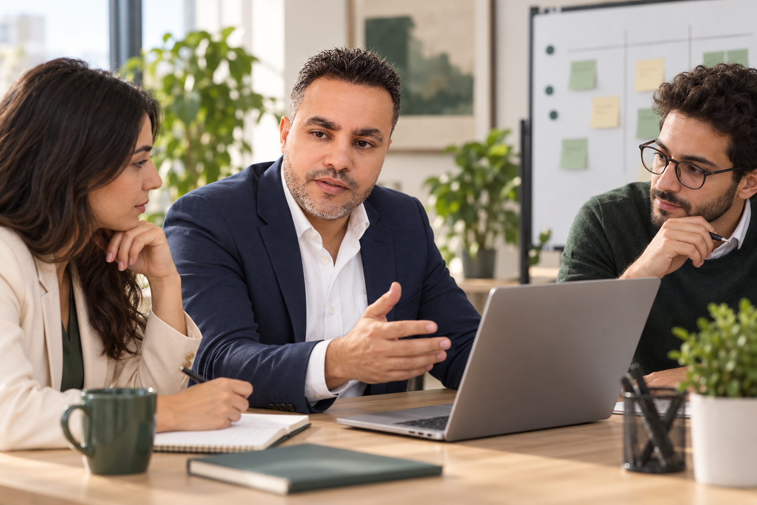 Ahmed in a visual representation of a focused digital project meeting