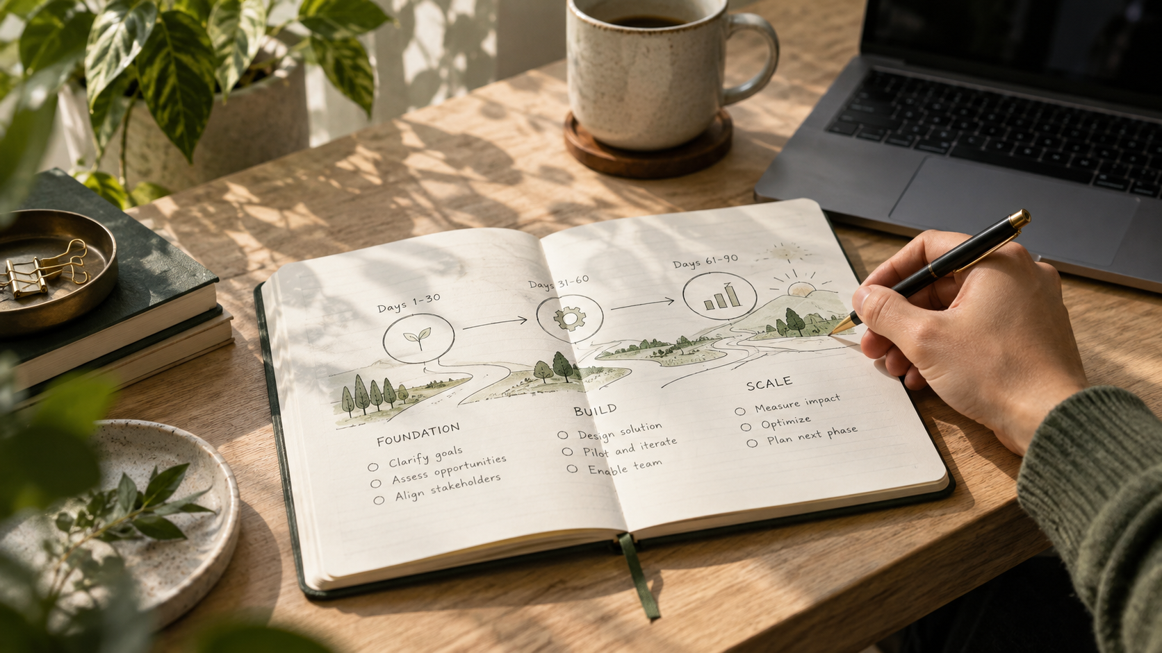 A clear 90-day digital strategy roadmap being developed